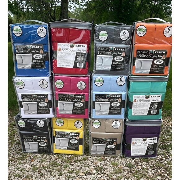 Organic Earth Bamboo Deep Pocket Sheet Set QUEEN 2000 Series 6 Piece Set  ORANGE - Picture 1 of 2